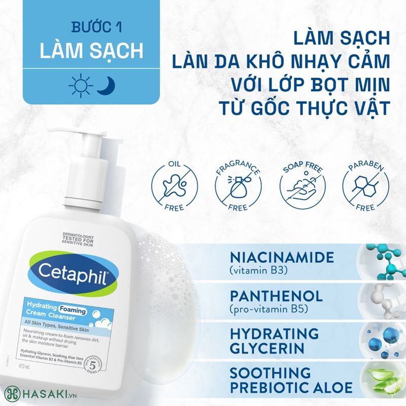 Sữa Rửa Mặt Cetaphil Hydrating Foaming Cream Cleanser Tạo Bọt Cho Da Nhạy Cảm