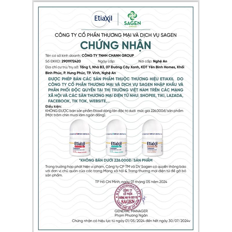 Lăn Khử Mùi Etiaxil Detranspirant Traitement Roll-On