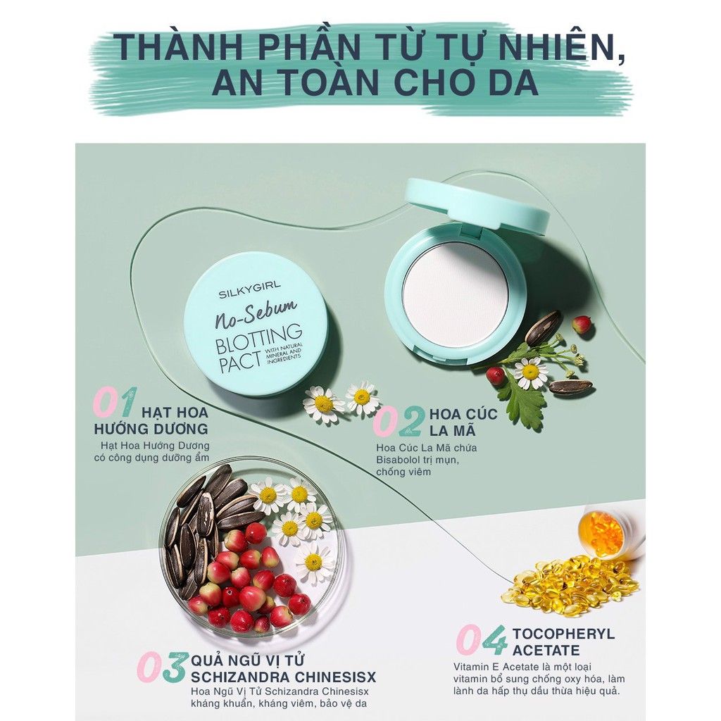 Phấn Phủ Khoáng Dạng Nén Silkygirl No-Sebum Blotting Pact Kiềm Dầu 7g