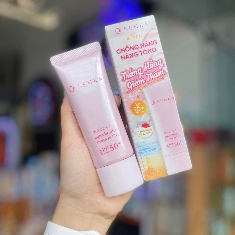 Serum Chống Nắng, Nâng Tông Senka Aqua Bright Serum In CC SPF50+/PA++++ 40g