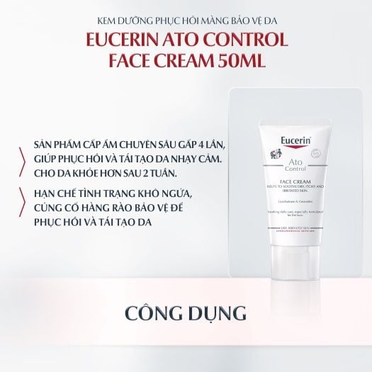 Kem Dưỡng Eucerin Phục Hồi Tái Tạo Da Nhạy Cảm Ato Control Face Cream 50ml
