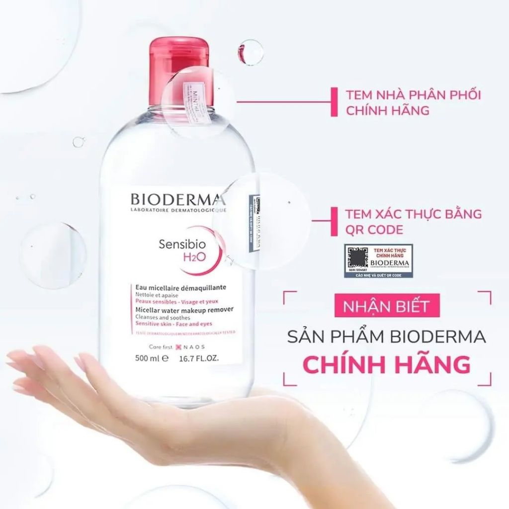 Nước tẩy trang Bioderma sensibio H2O nắp hồng cho da thường, da khô (100ml-250ml-500ml)