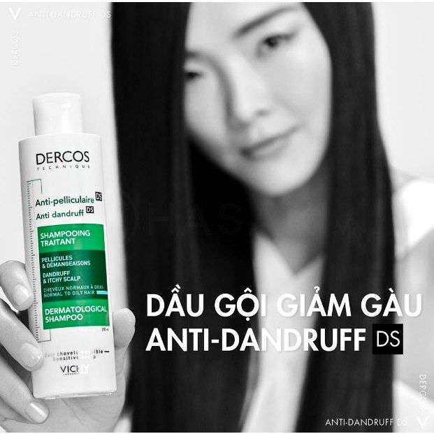 Dầu Gội Vichy Giảm Gàu Cho Da Đầu Dầu Dercos Shampoo Dandruff & Itchy Scalp 200ml