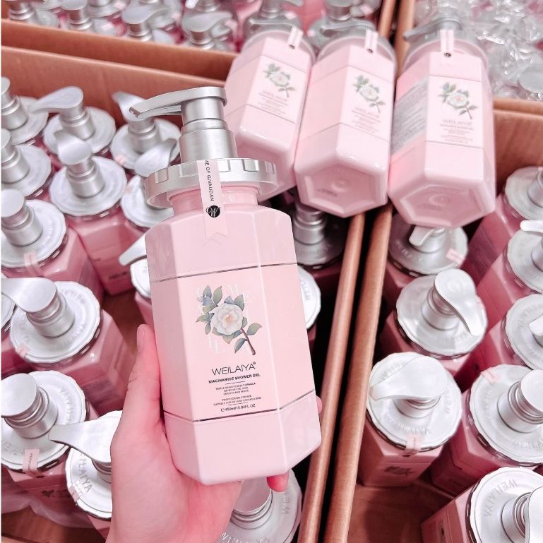 Sữa tắm trắng da cánh hoa hồng Damask Weilaiya Grand Rose Extracts Whitening Shower Gel 450ml