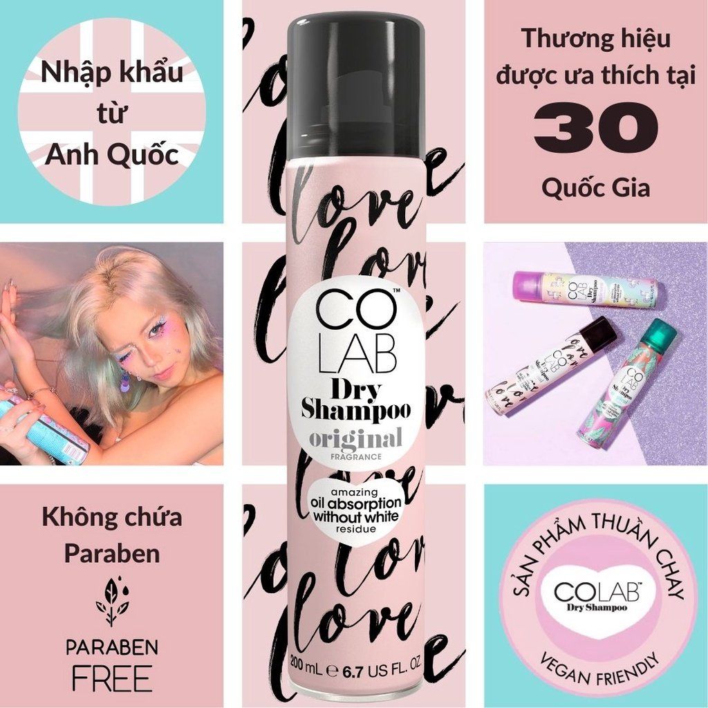 Dầu Gội Khô Colab Dry Shampoo 200ml