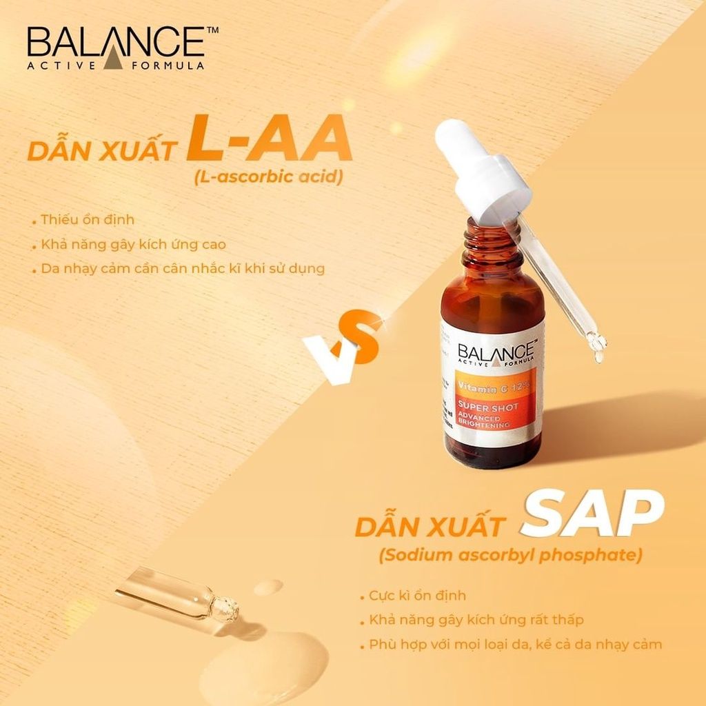 Serum dưỡng sáng da, mờ thâm Balance Active Formula 12% Vitamin C Supershot 30ML
