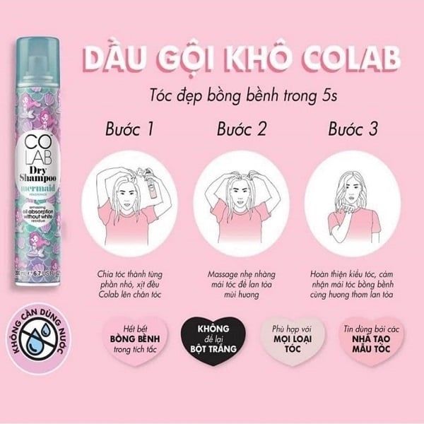 Dầu Gội Khô Colab Dry Shampoo 200ml