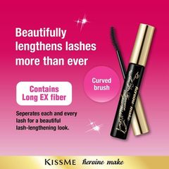 Mascara KISS ME Heroine Make Long/Volume And Curl Super Waterproof Mascara Nâng Cong Và Dài Mi