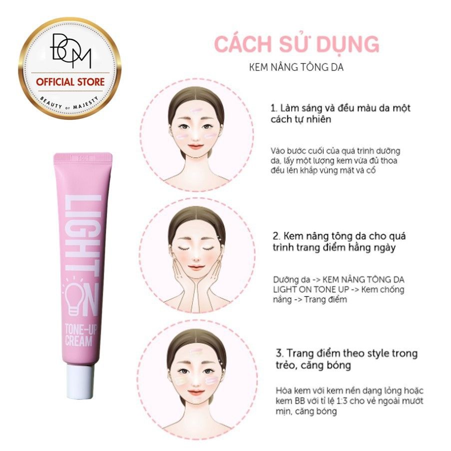 Kem Nâng Tông Da BOM Light On Tone-Up Cream 40ml