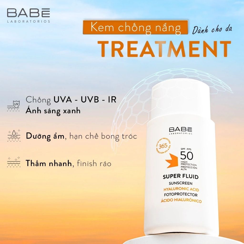 Kem Chống Nắng BABE Super Fluid Sunscreen SPF 50 (50ml)