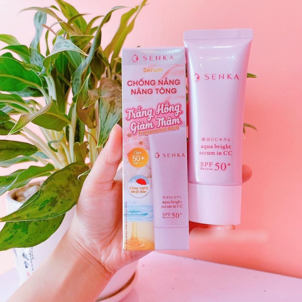 Serum Chống Nắng, Nâng Tông Senka Aqua Bright Serum In CC SPF50+/PA++++ 40g