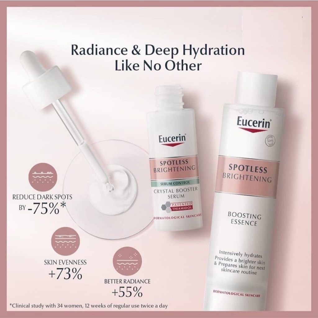 Combo Eucerin Serum Giảm Thâm Nám, Kiểm Soát Dầu Spotless Brightening Crystal Booster 30ml+ Boosting Essence