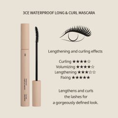 Chuốt mi 3CE Waterproof Mega Volume Mascara/ Long & Curl Mascara