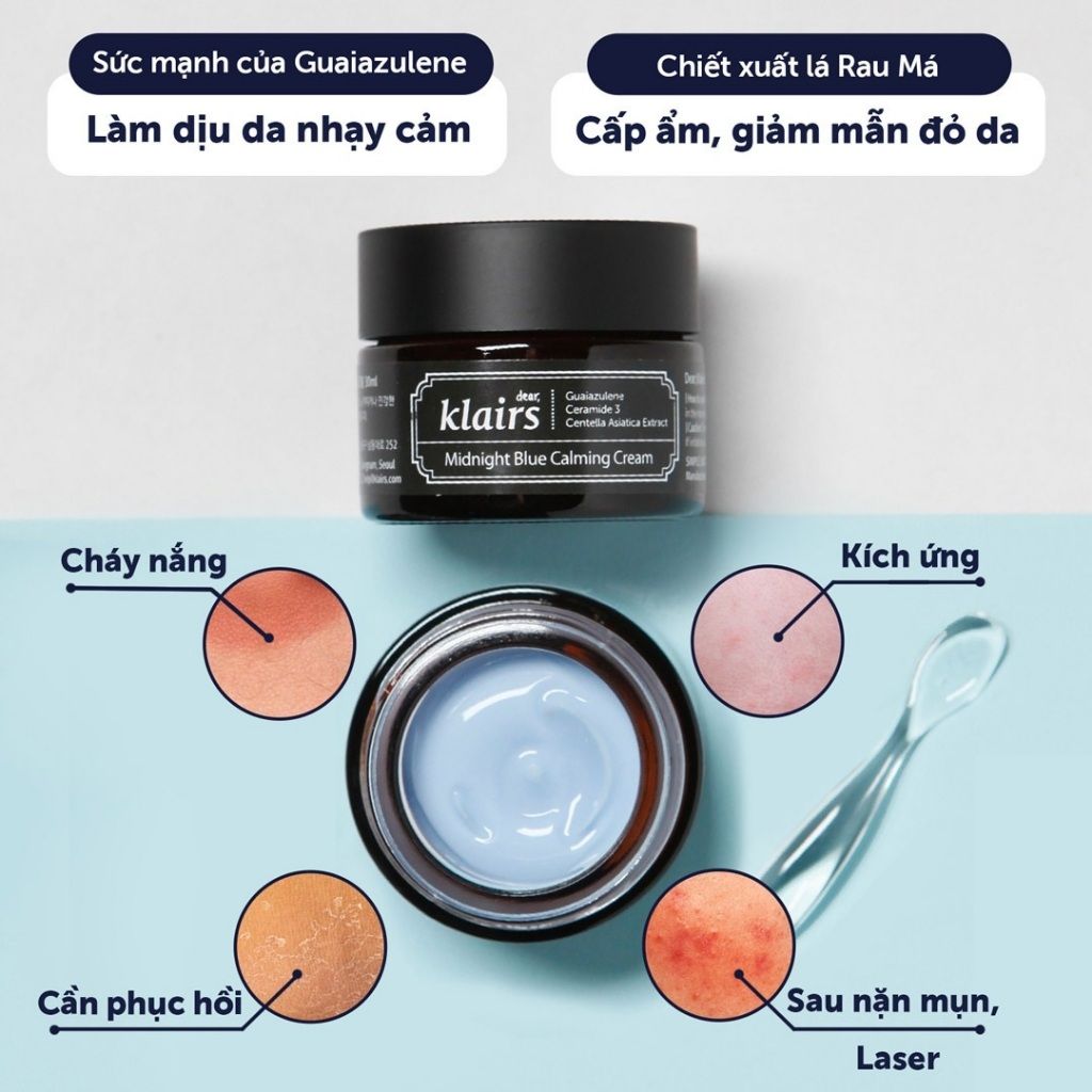 Kem Dưỡng Dear Klairs Làm Dịu Và Phục Hồi Da Midnight Blue Calming Cream 30ml