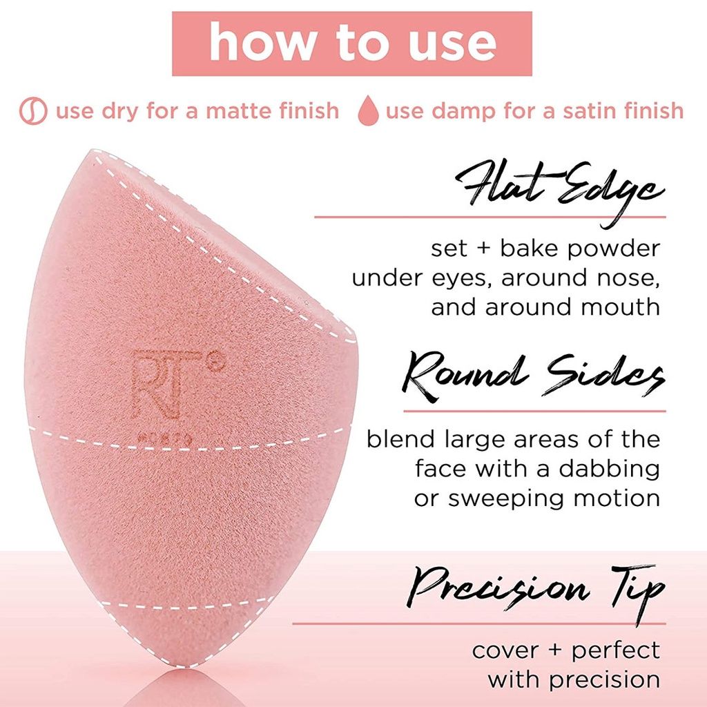 Set 2 Mút Trang Điểm Real Techniques Tán Nền + Dặm Phấn Phủ Miracle Complexion Sponge® + Miracle Powder Sponge™