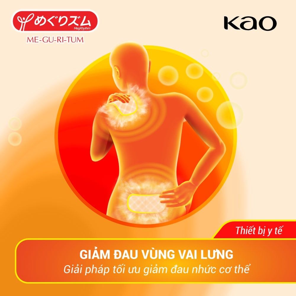 MegRhythm (Me-gu-ri-tum) Miếng Dán Nóng Xông Hơi Vùng Vai Lưng 4 Miếng/ Hộp