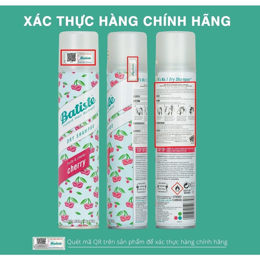 Dầu Gội Khô Batiste Dry Shampoo 200ml
