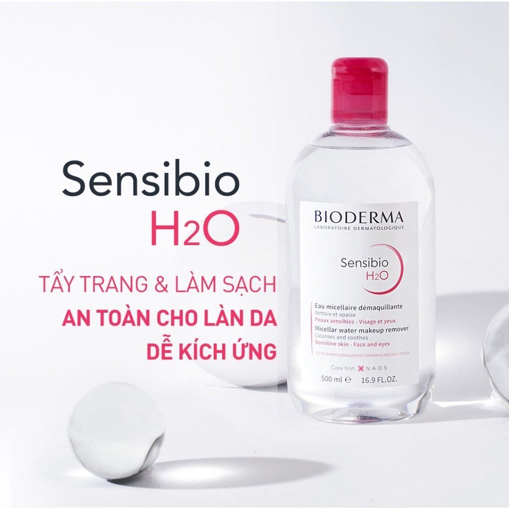 Nước tẩy trang Bioderma sensibio H2O nắp hồng cho da thường, da khô (100ml-250ml-500ml)