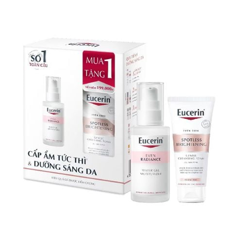 Combo Eucerin Gel Cấp Ẩm, Dưỡng Sáng 50ml +Sữa Rửa Mặt Dịu Nhẹ Sáng Da 50g