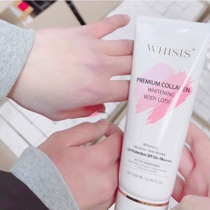Kem Dưỡng Thể Trắng Da Nâng Tone  WHISIS Premium Collagen / Premium Glutathione  Whitening Body Lotion 200ml