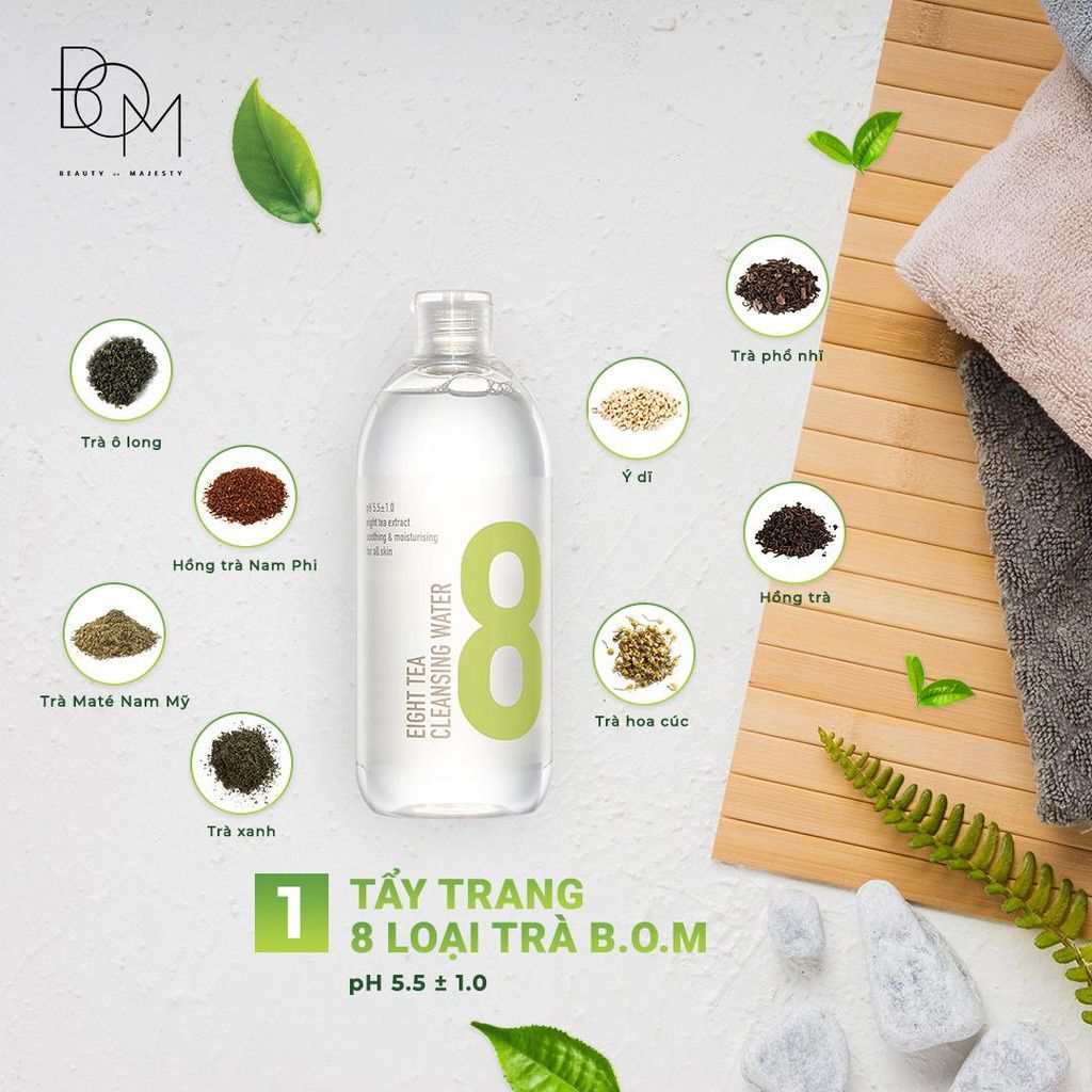 Tẩy Trang 8 Loại Trà BOM Eight Tea Cleansing Water 500ml