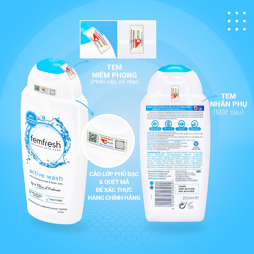 Dung Dịch Vệ Sinh Femfresh Active Fresh Wash 250ml