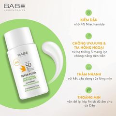 Kem Chống Nắng BABE Super Fluid Sunscreen SPF 50 (50ml)