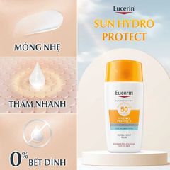 Chống nắng dạng sữa cho da nhạy cảm Eucerin Hydro Protect Ultra Light Fluid SPF 50+ 50ml