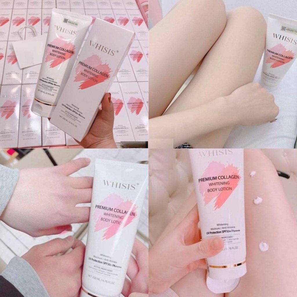Kem Dưỡng Thể Trắng Da Nâng Tone  WHISIS Premium Collagen / Premium Glutathione  Whitening Body Lotion 200ml