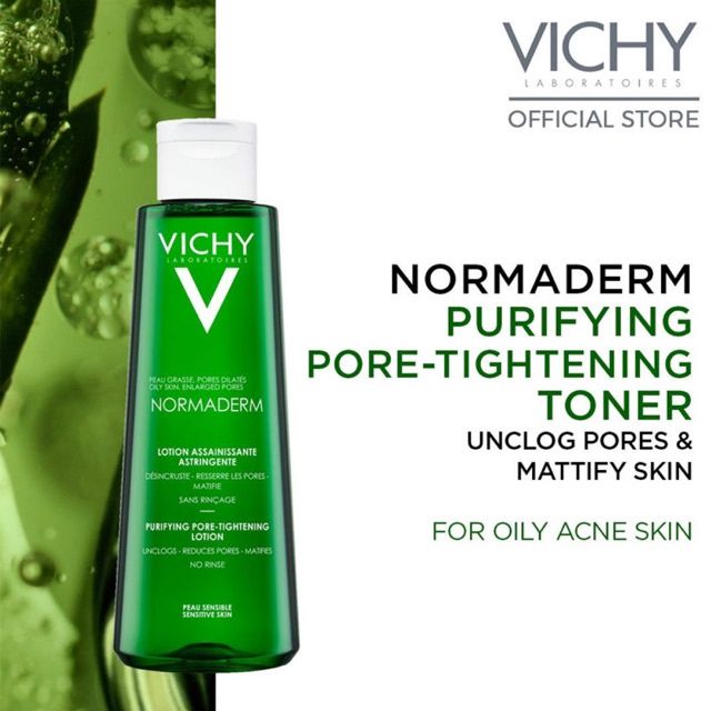 Nước Cân Bằng Vichy Normaderm Purifying Giúp Thông Thoáng Thu Nhỏ Lỗ Chân Lông Cho Da Dầu Mụn 200ml