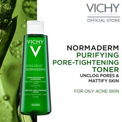 Nước Cân Bằng Vichy Normaderm Purifying Giúp Thông Thoáng Thu Nhỏ Lỗ Chân Lông Cho Da Dầu Mụn 200ml