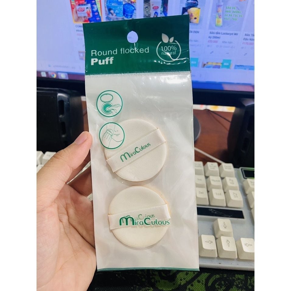 Bông Phấn Nước MiraCulous phấn ướt tay cầm vuông/ tròn bịch 2 miếng