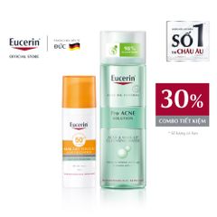 Eucerin Combo Kem chống nắng Oil Control Gel-Cream Sun Dry Touch SPF50 50ml + Gel rửa mặt Acne-Oil Control Pro Acne 75ml