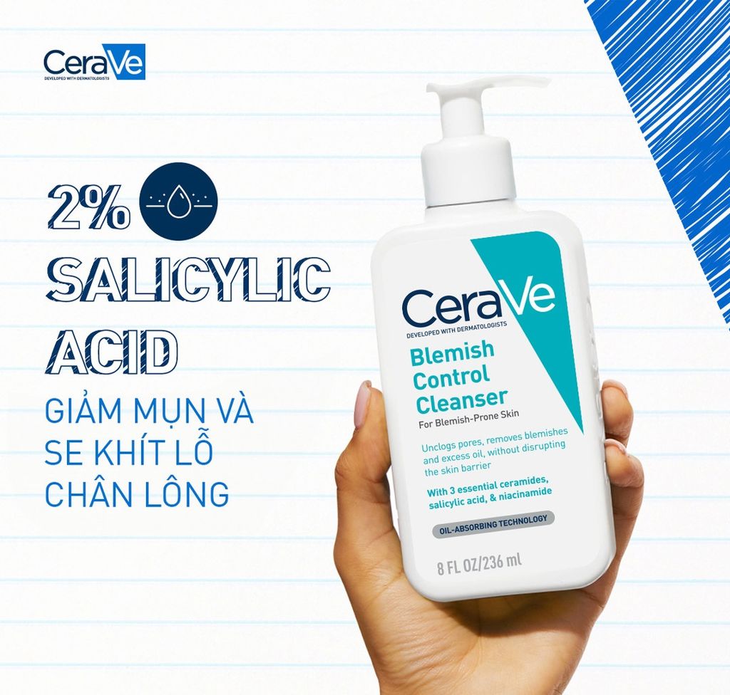 Sữa Rửa Mặt Cerave Blemish Control Cleanser Cho Da Dầu Mụn