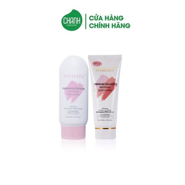 Kem Dưỡng Thể Trắng Da Nâng Tone  WHISIS Premium Collagen / Premium Glutathione  Whitening Body Lotion 200ml