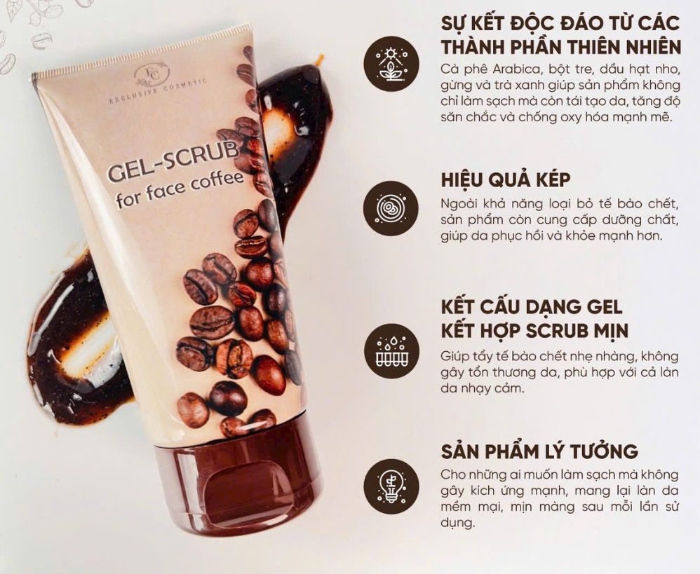 Tẩy tế bào chết mặt exclusive gel-scrub hương cà phê 150 gr