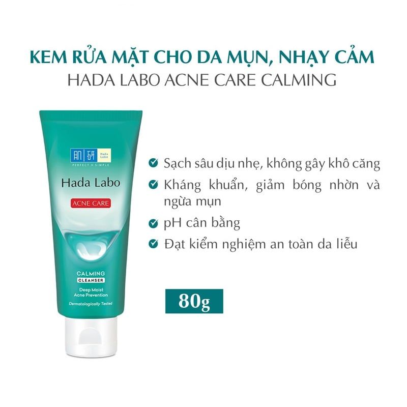 Kem rửa mặt Kem Rửa Mặt Hada Labo Cho Da Mụn Và Nhạy Cảm 80g