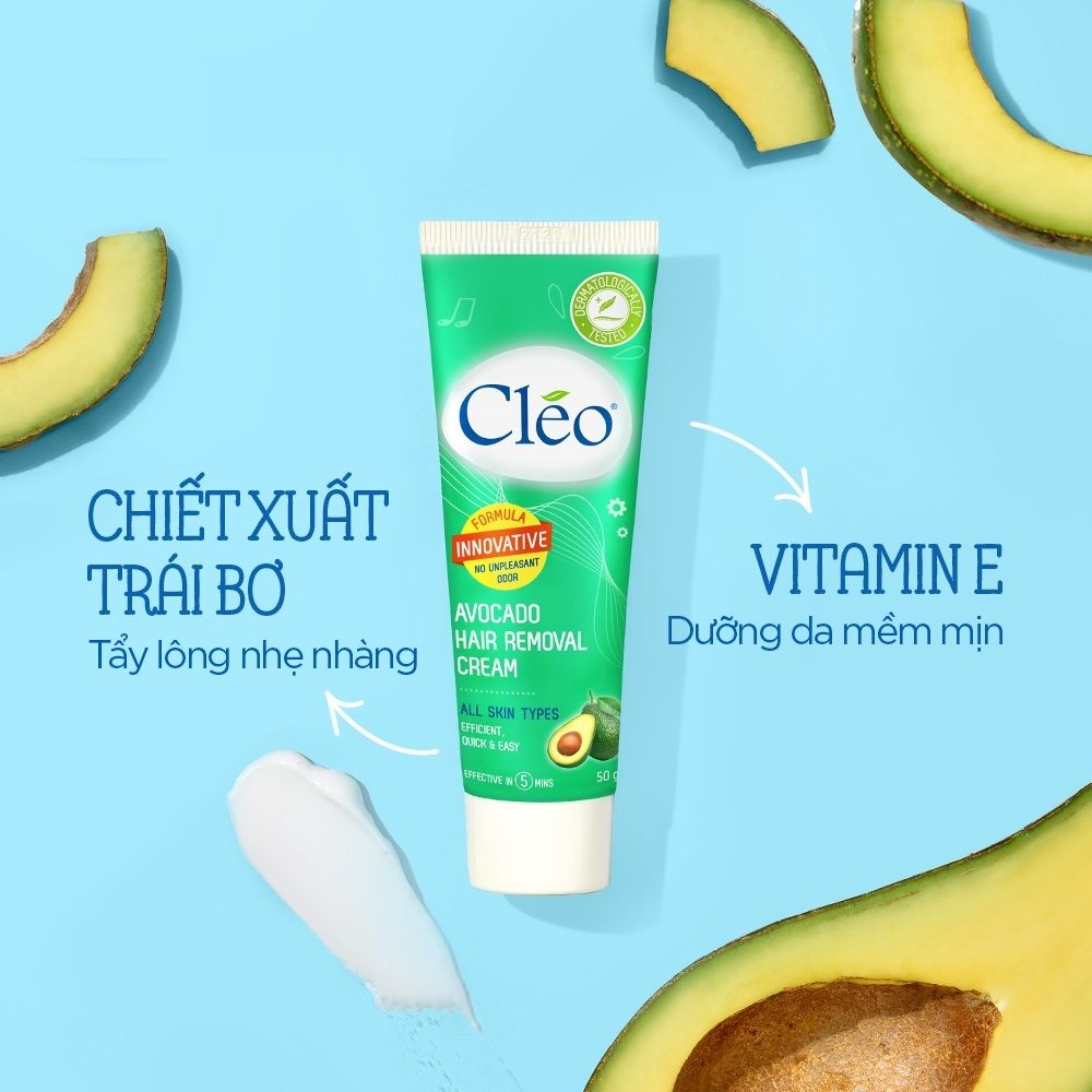 Kem Tẩy Lông Chiết Xuất Từ Bơ CLEO Avocado Hair Removal Cream 50g