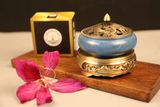  Lư đồng không chân màu xanh 