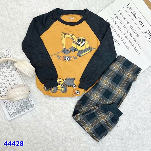 Bộ dài Pekkle vàng xe múc - size 6y