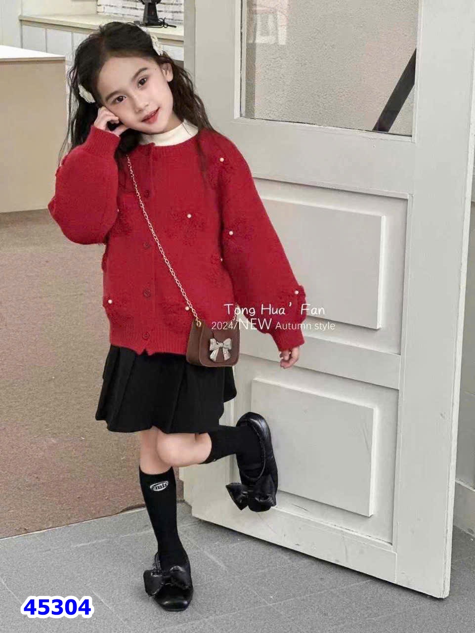 Set váy 3 món len đỏ đính ngọc