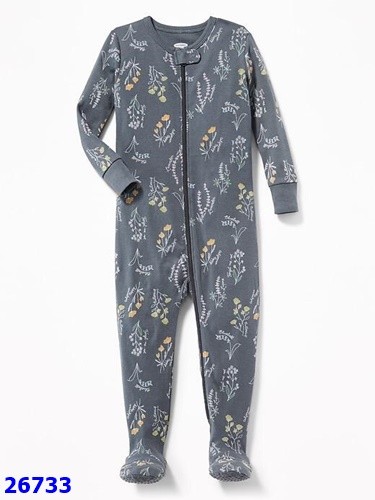 Sleepsuit OldNavy có vớ chân xám đậm hoa vàng- size 12-18m