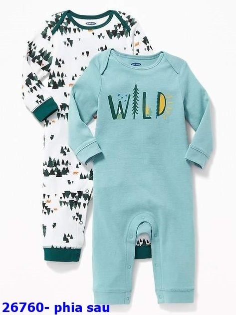 Sleepsuit OldNavy trắng hình cây thông viền cổ tay xanh la - size 0-3m