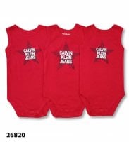 Bodysuit CK đỏ in ngôi sao đen - size 18m