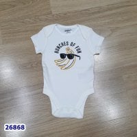Bodysuit OldNavy trắng in chuối đeo kính đen - size 3-6m