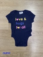 Bodysuit OldNavy xanh đậm in LOVE & Hugs For All -Size 0-3m