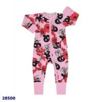 Sleepsuit Bond hồng in hoa đỏ - size 0-3m