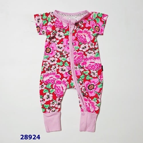 Sleepsuit Bond đỏ in hoa hồng ngắn tay - szie NB