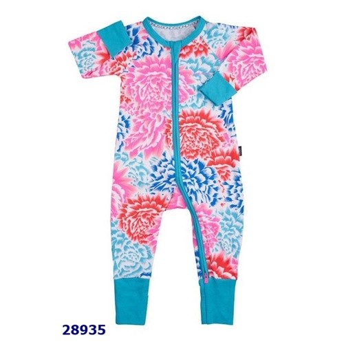 Sleepsuit Bond trắng hoa viền xanh - size 6/12m