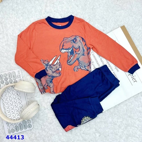 Bộ dài Pekkle cam khủng long - size 7-8y